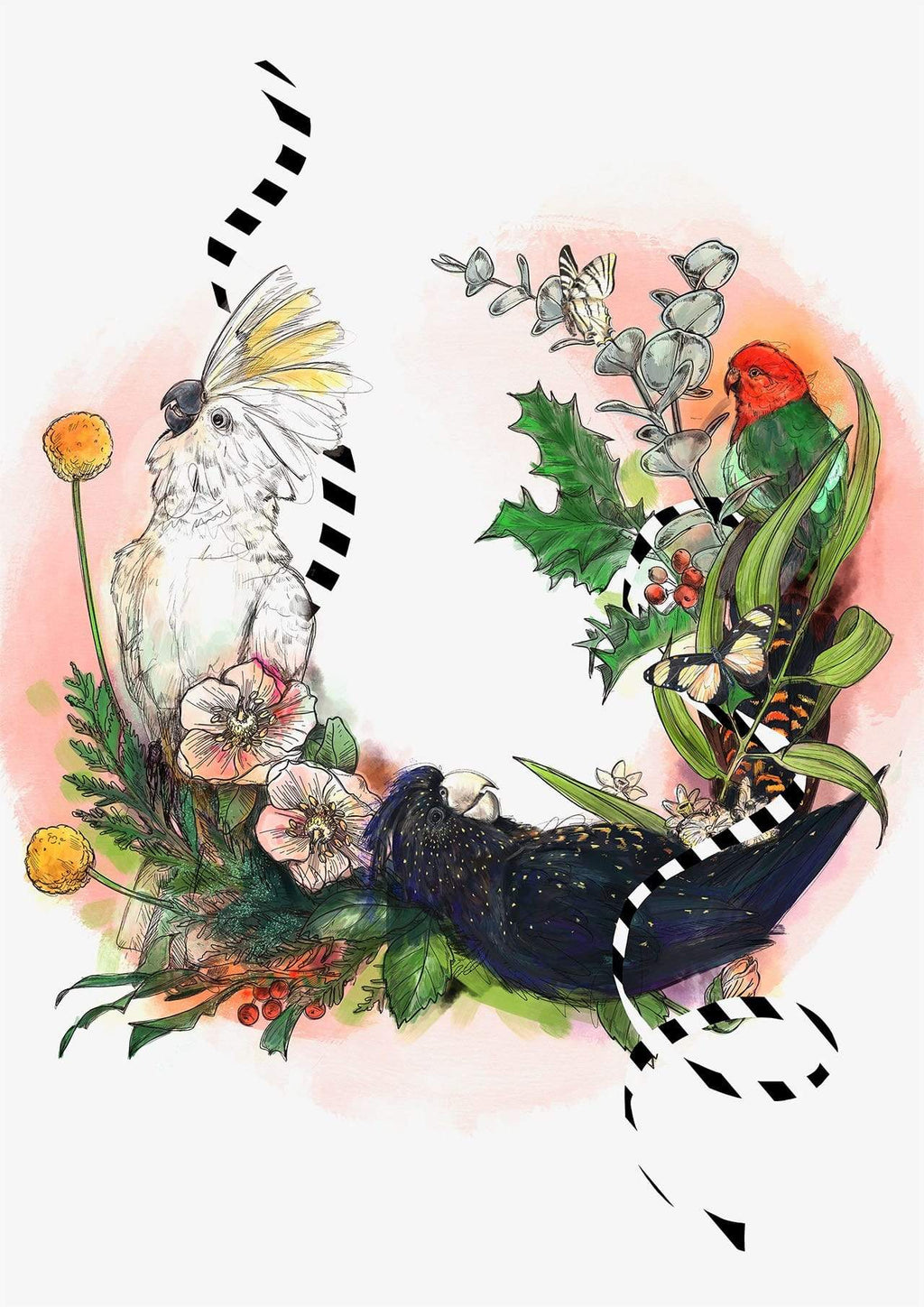 Party Of Parrots A4 Print
