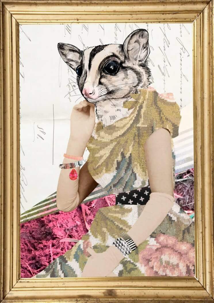 The pretty sugar glider is dressed beautifully for her prom.