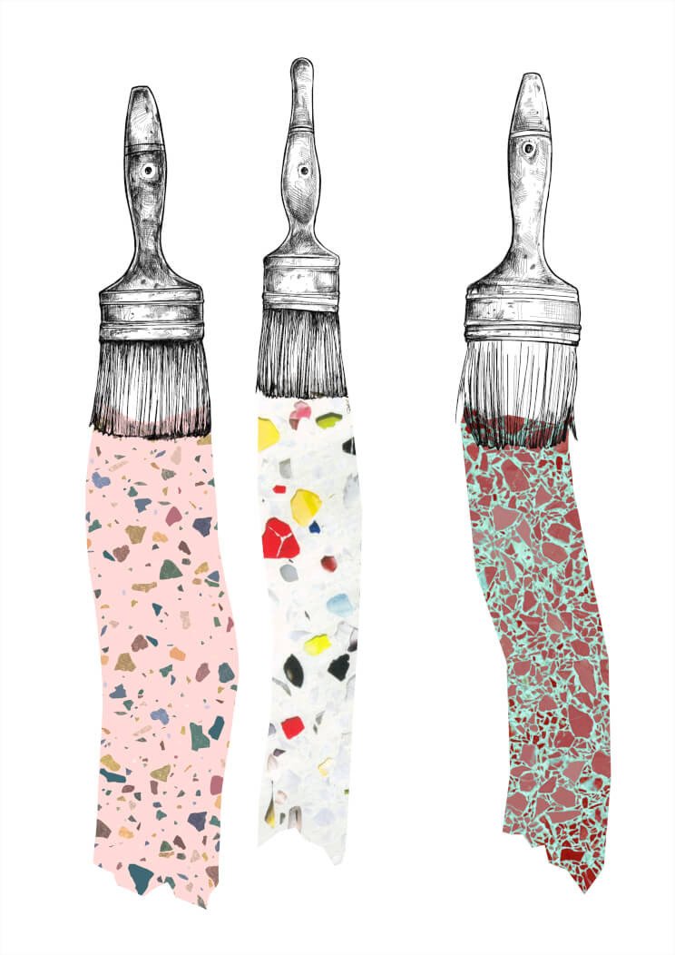 Terrazzo Brushes A4 Print