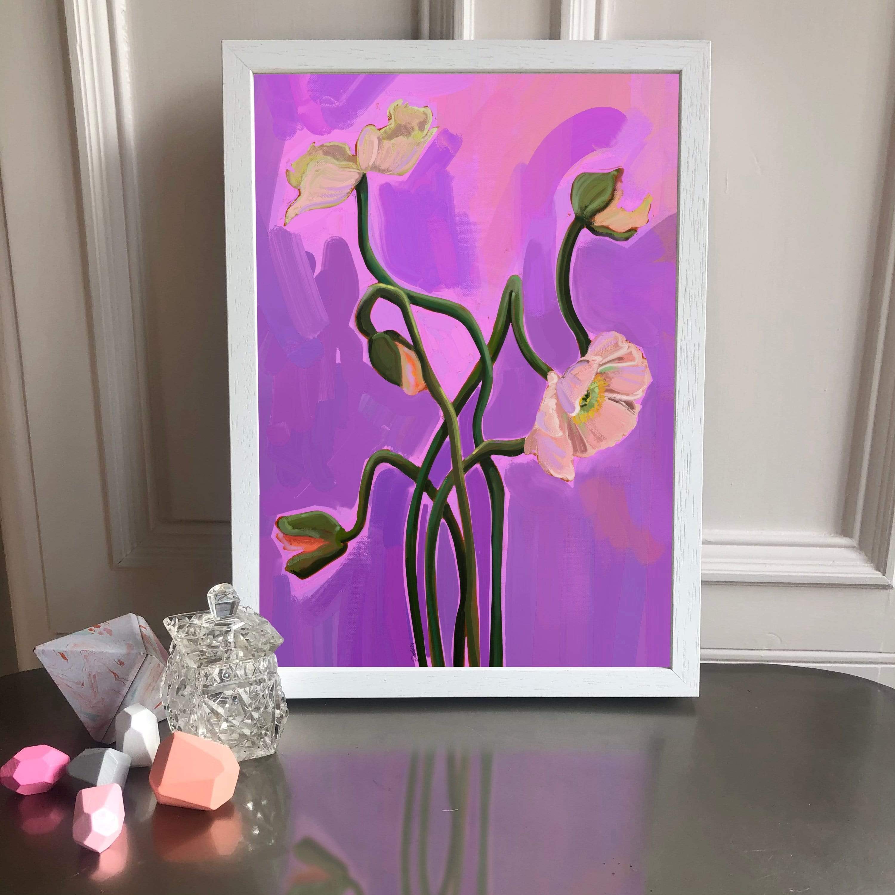 Painterly Poppies Lilac A2 Giclée Print