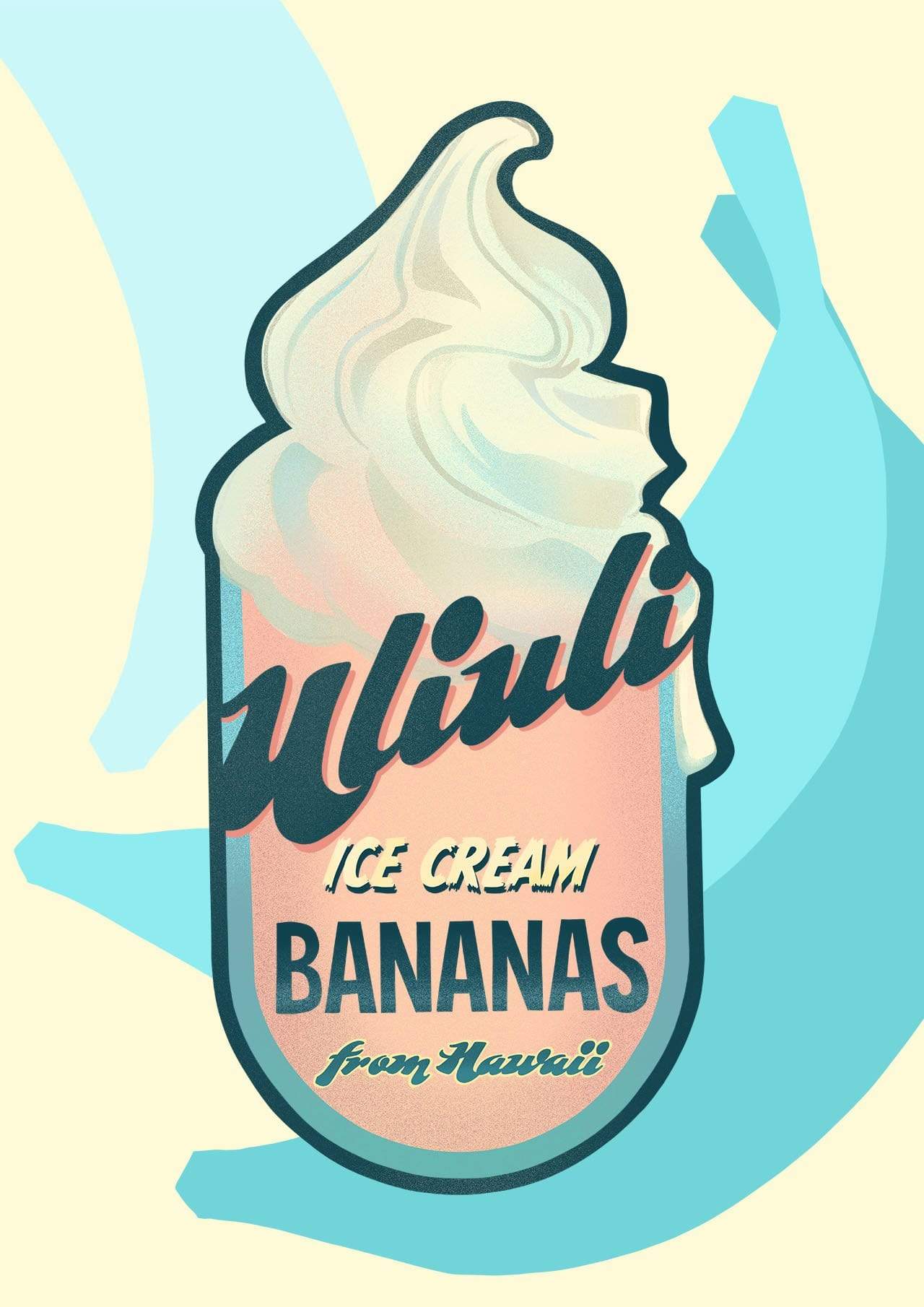 Icecream Bananas Giclée A2 Print