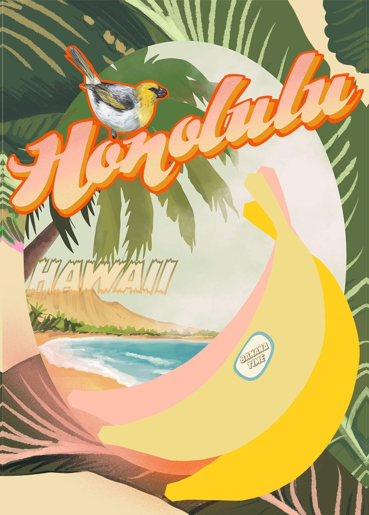 Banana Hawaiiana Giclée A2 Print