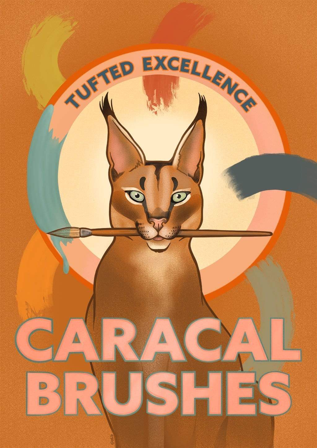 Caracal Brushes Giclée Art Print