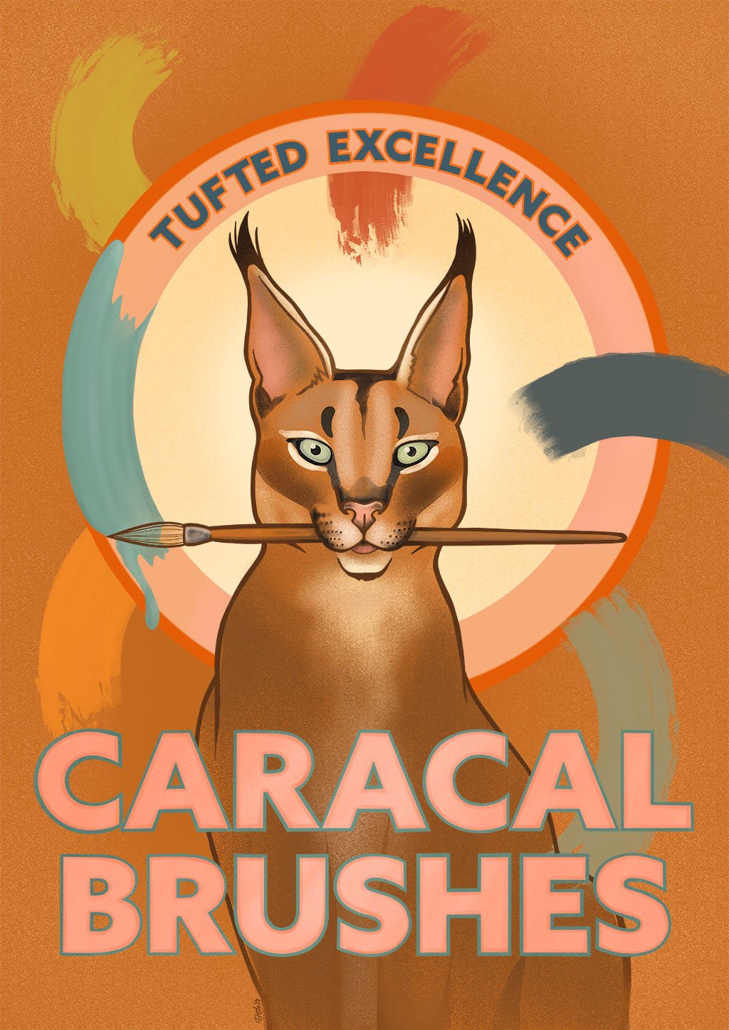 Caracal Brushes A2 Giclée Print