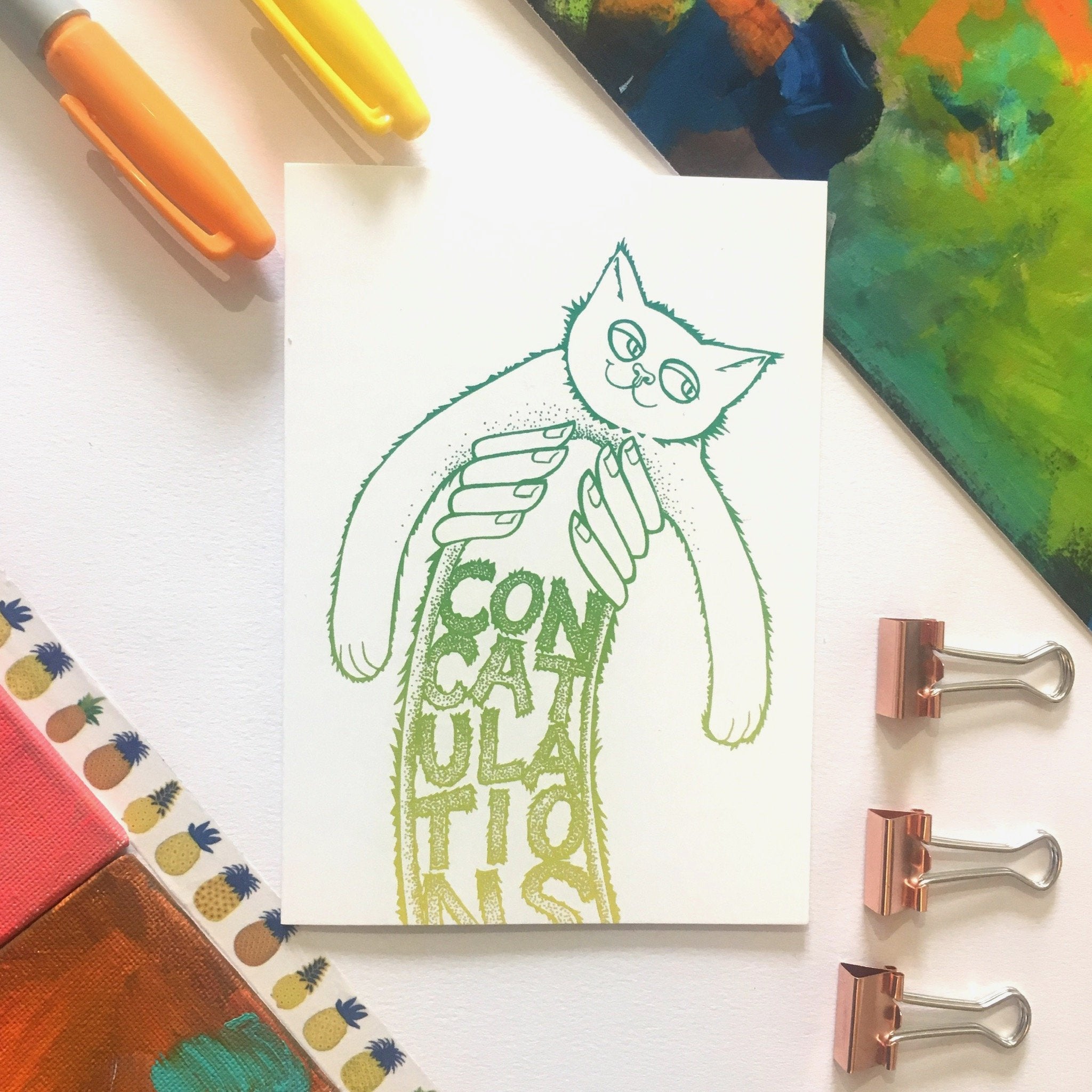 Concatulations Stretchy Kitty Greeting Card