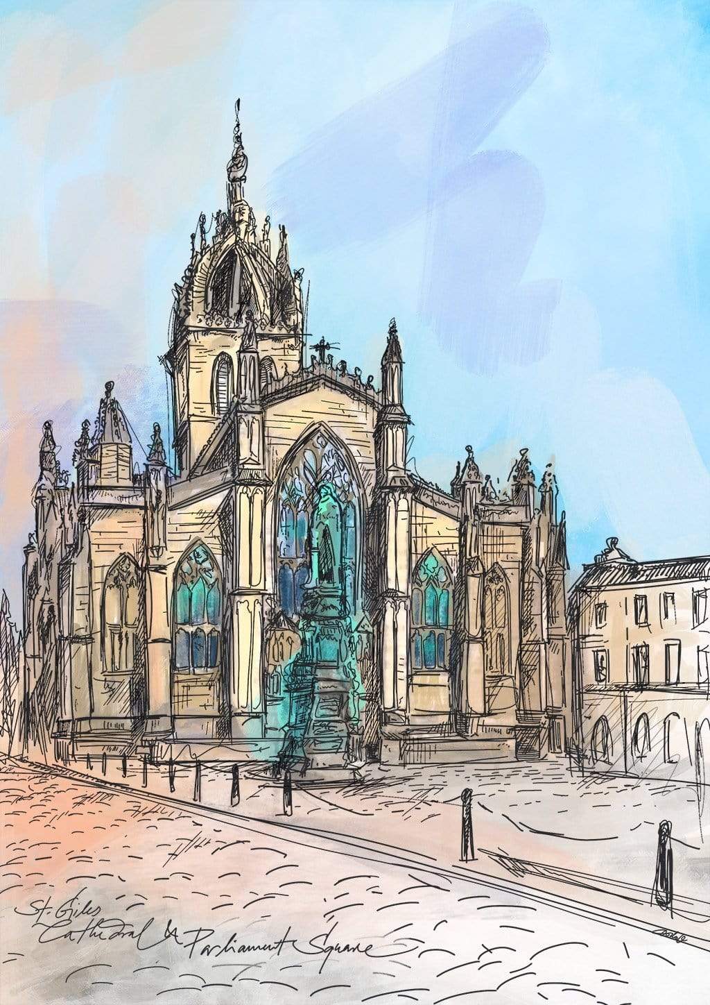 St Giles Cathedral & Parliament Square Matte Art Print