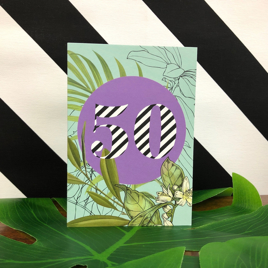 Occasional Stripes 50th Birthday Greeting Card