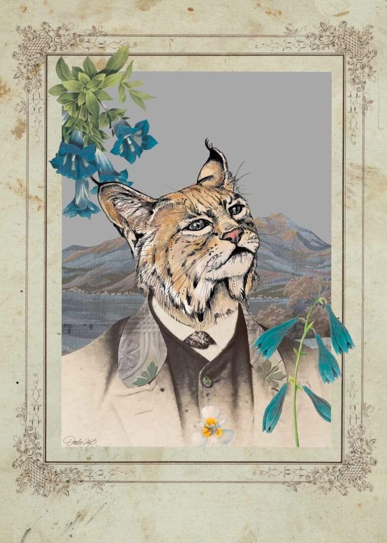 Bobcat In A Suit Matte Art Print