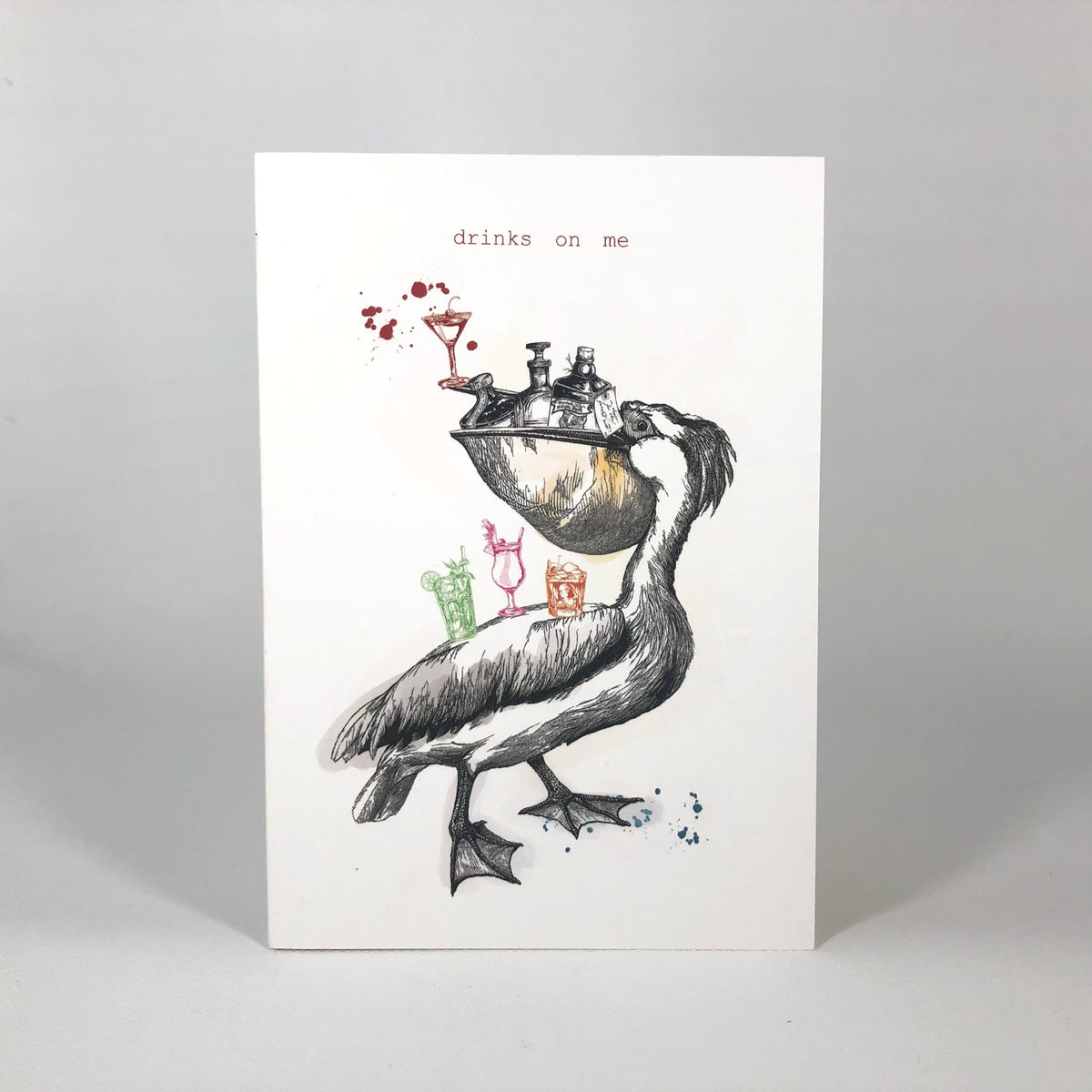 Drinks On Me Pelican Greeting Card