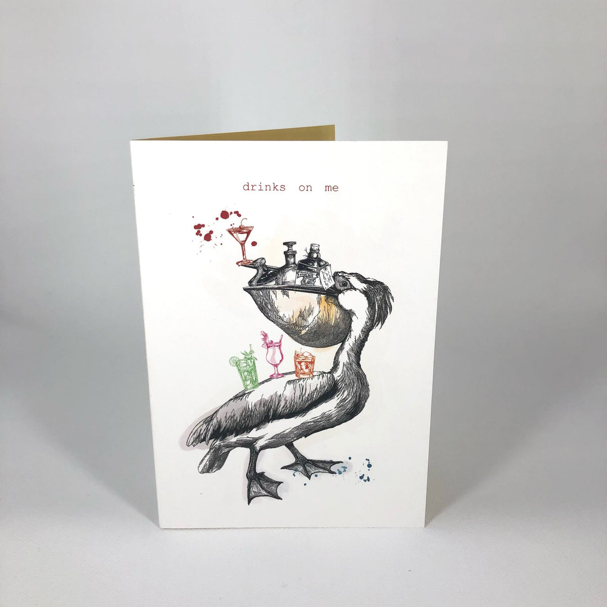 Drinks On Me Pelican Greeting Card