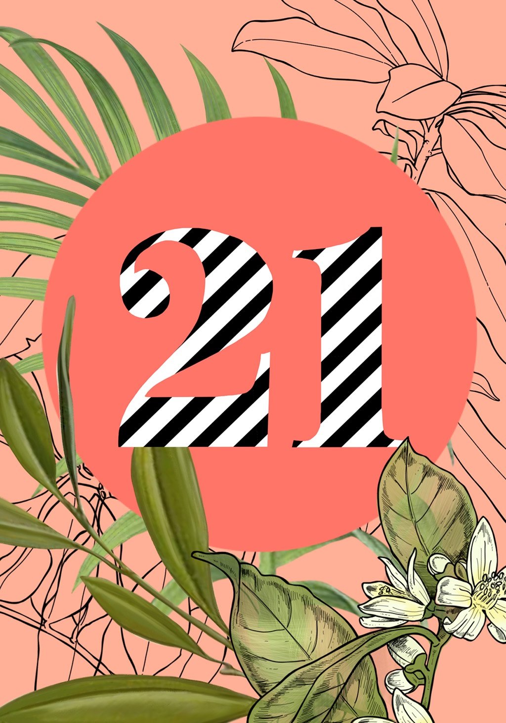 Occasional Stripes 21st Birthday Greeting Card