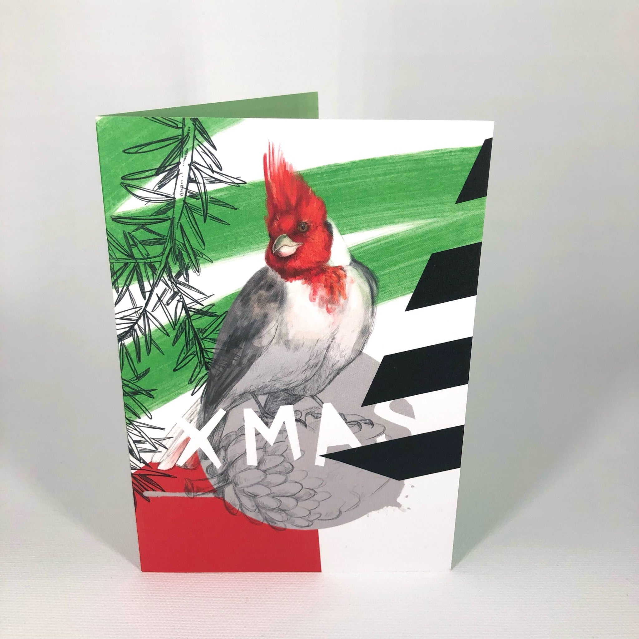Red-crested cardinal - Xmas Greeting Card