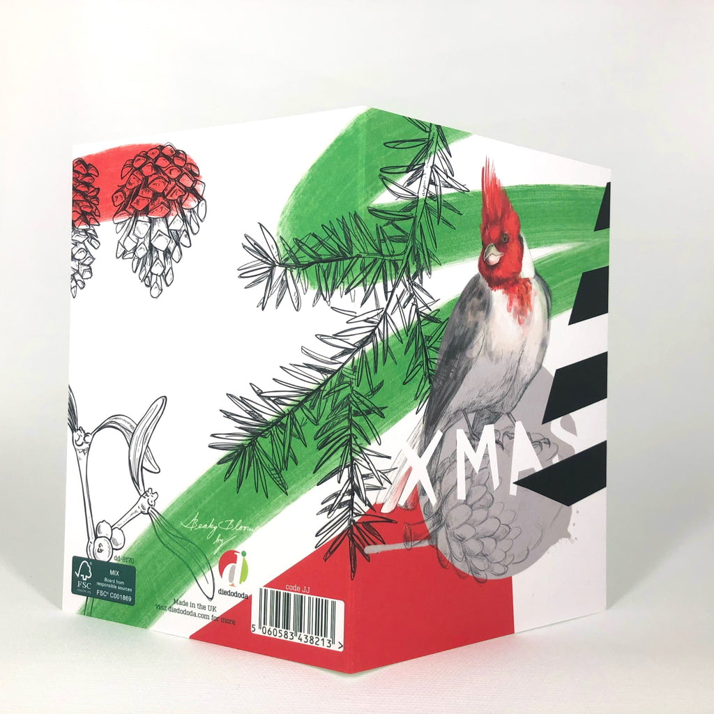Red-crested cardinal - Xmas Greeting Card