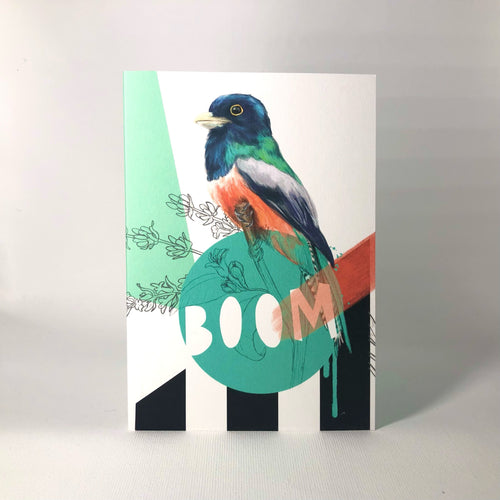 Blue Crowned Trogon - Boom Greeting Card