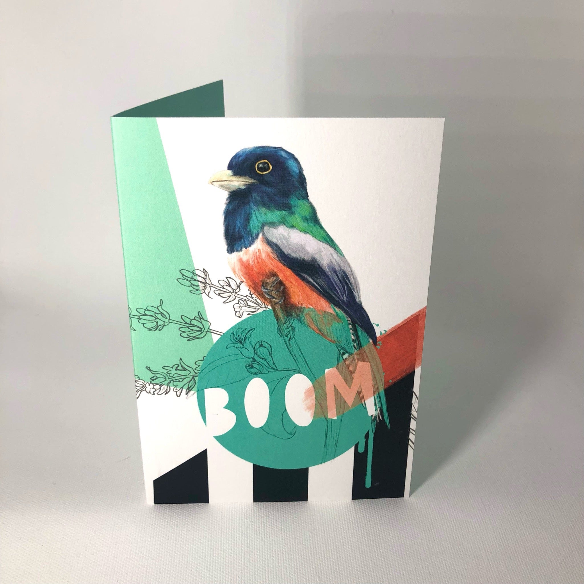 Blue Crowned Trogon - Boom Greeting Card