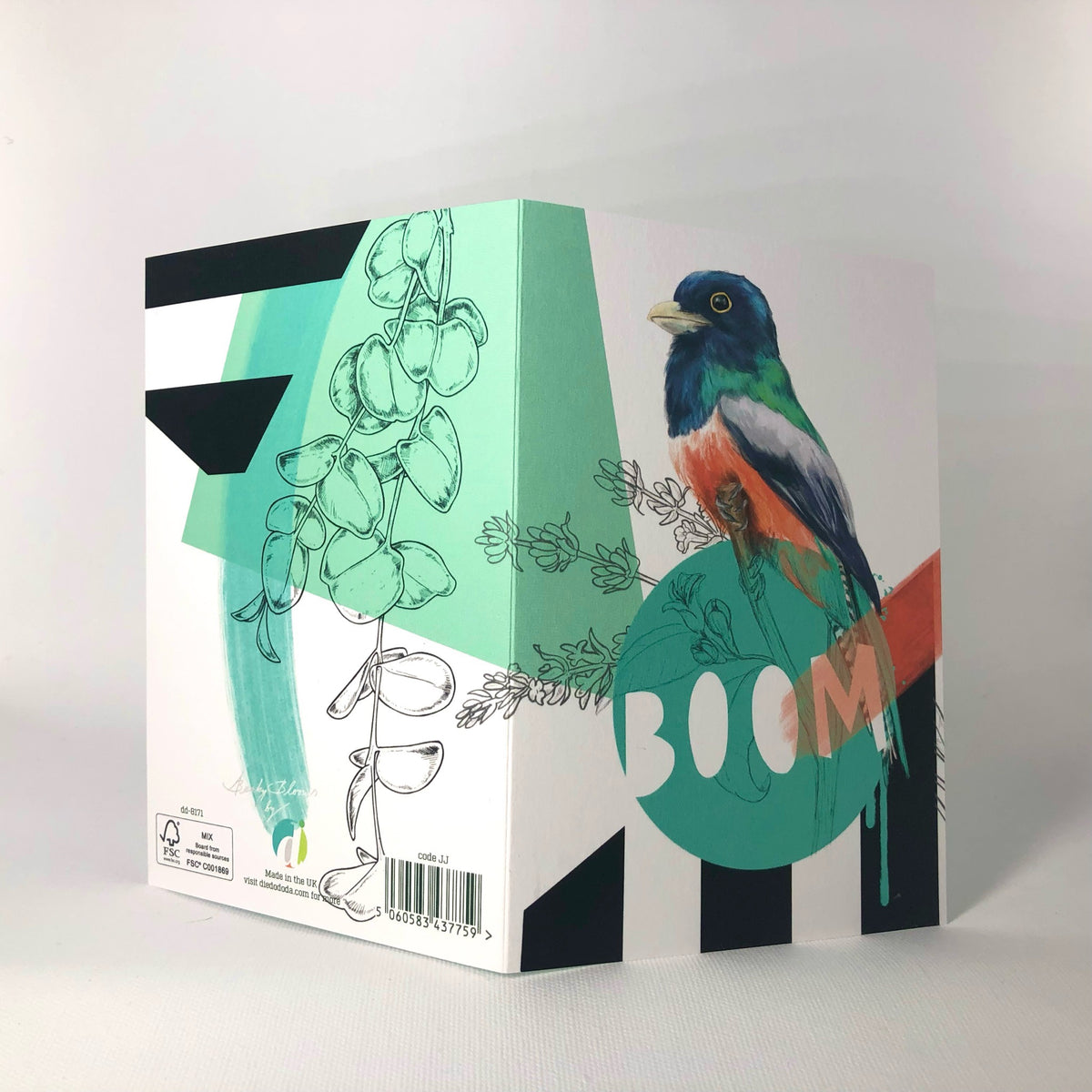 Blue Crowned Trogon - Boom Greeting Card