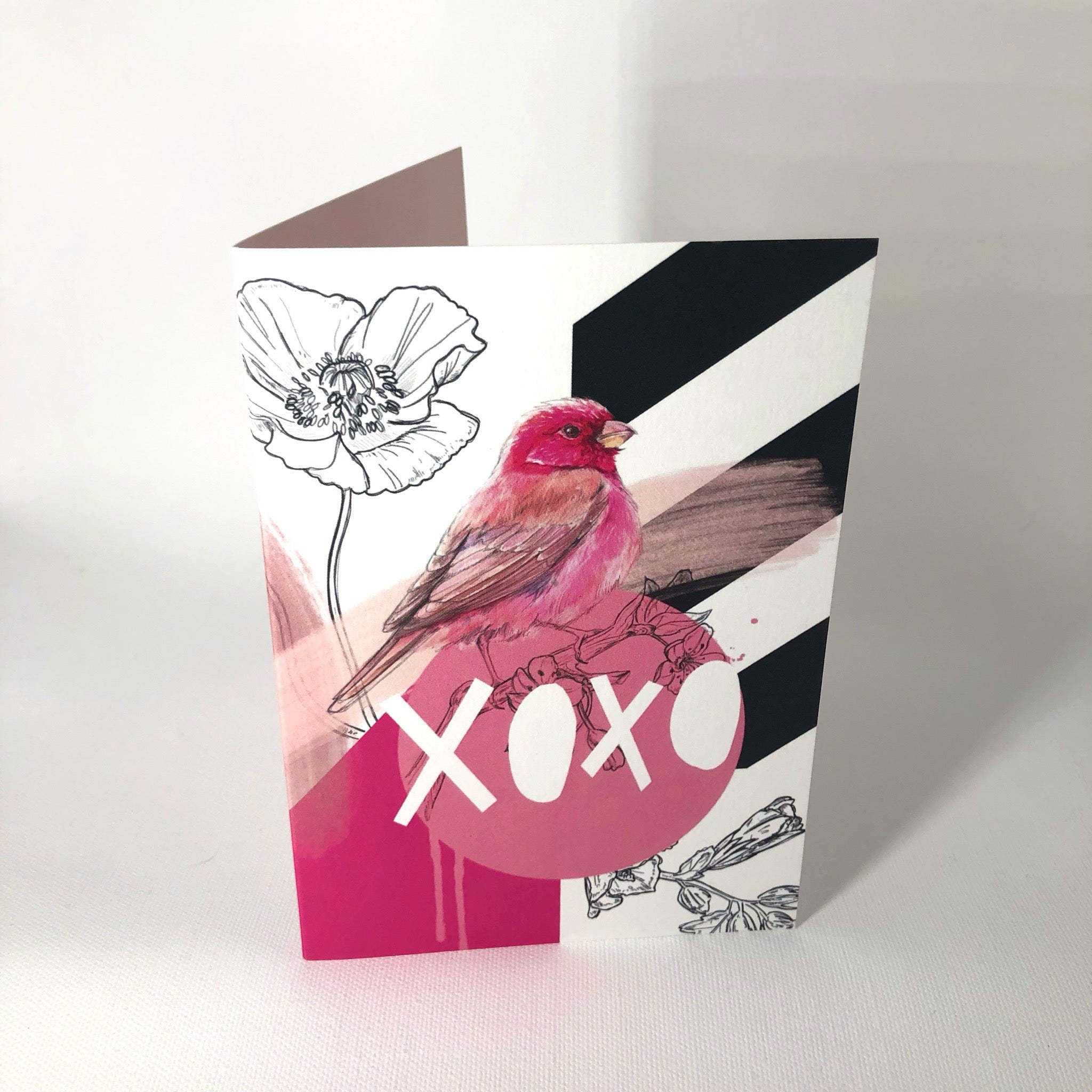 Rose Finch XOXO Greeting Card
