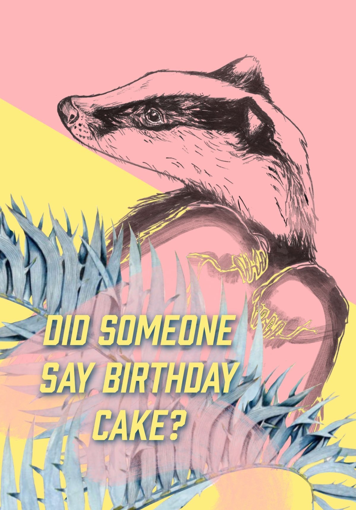 Birthday Cake Badger Greeting Card