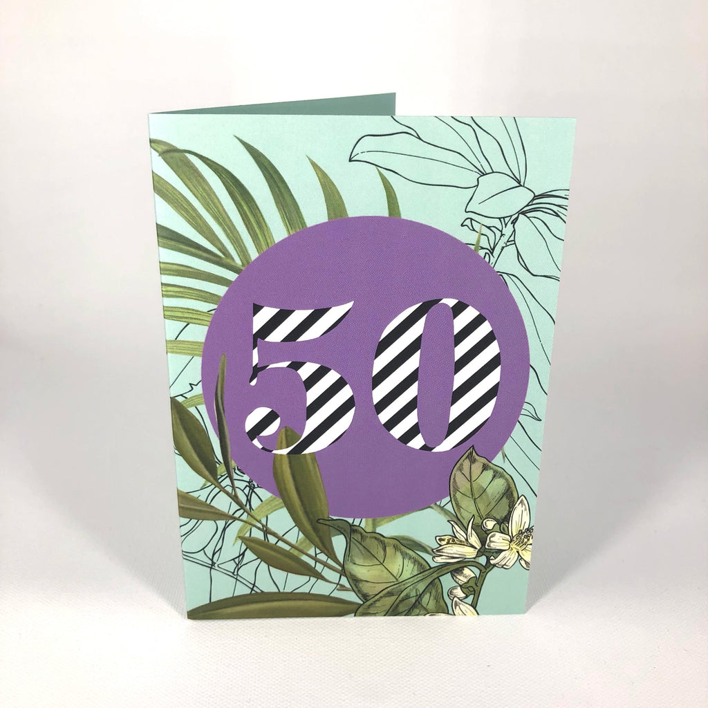Occasional Stripes 50th Birthday Greeting Card