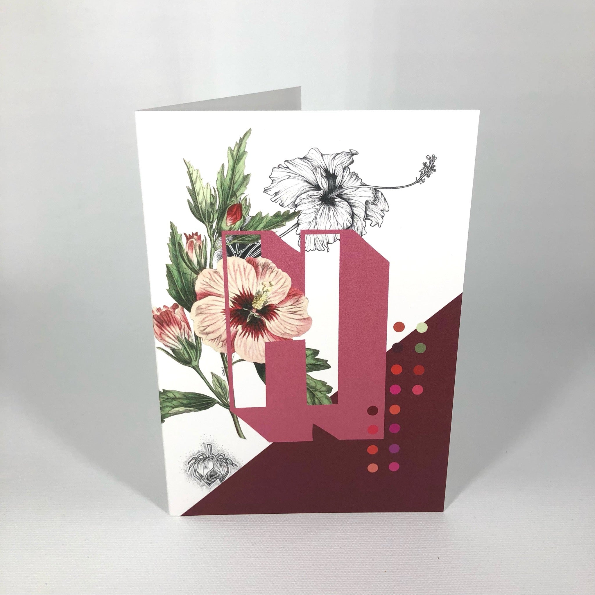 Botanical Alphabet H Greeting Card