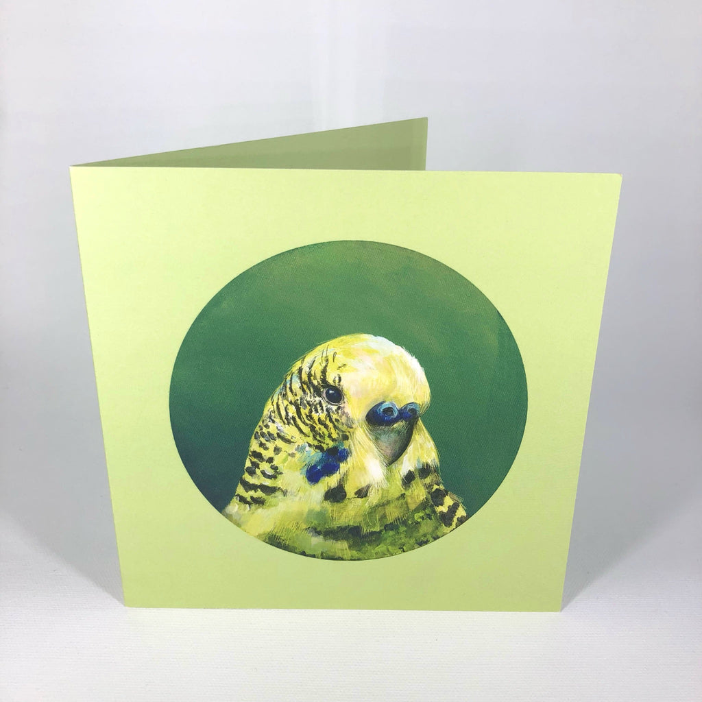 Green Budgie Greeting Card