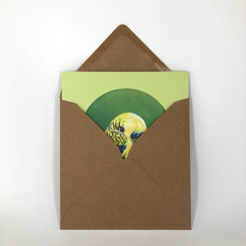 Green Budgie Greeting Card