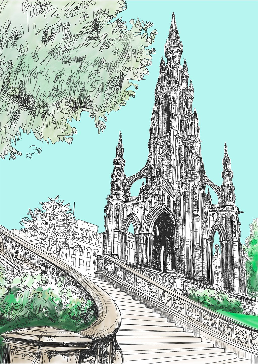 Scott Monument Edinburgh Greeting Card
