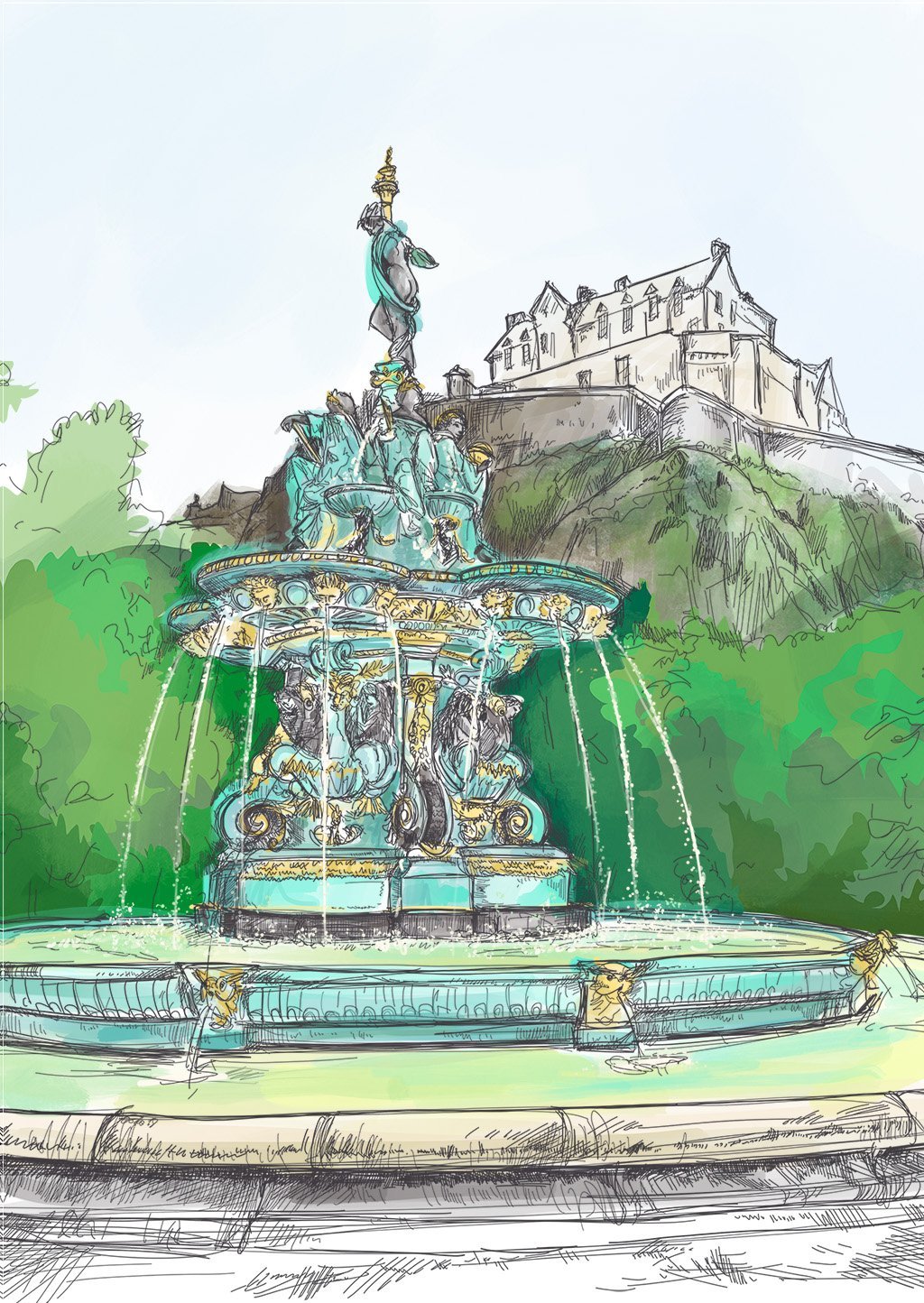 Ross Fountain Edinburgh Greeting Card