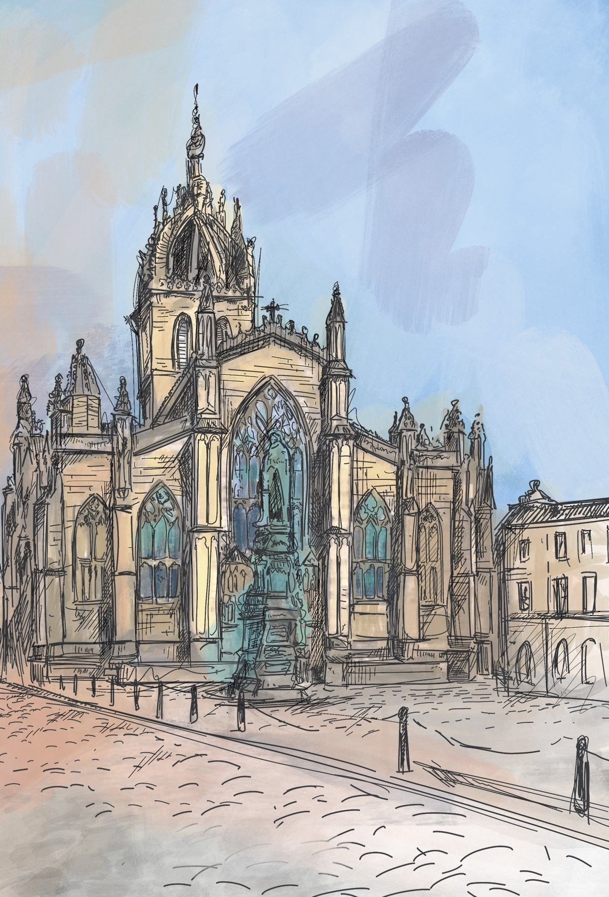 St Giles Cathedral & Parliament Square Edinburgh Greeting Card - (Trade Pack 6)