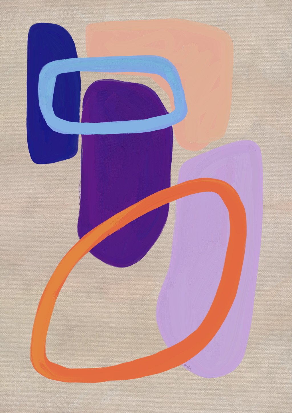 977 Pebble Dash Blue  Abstract Wall Art