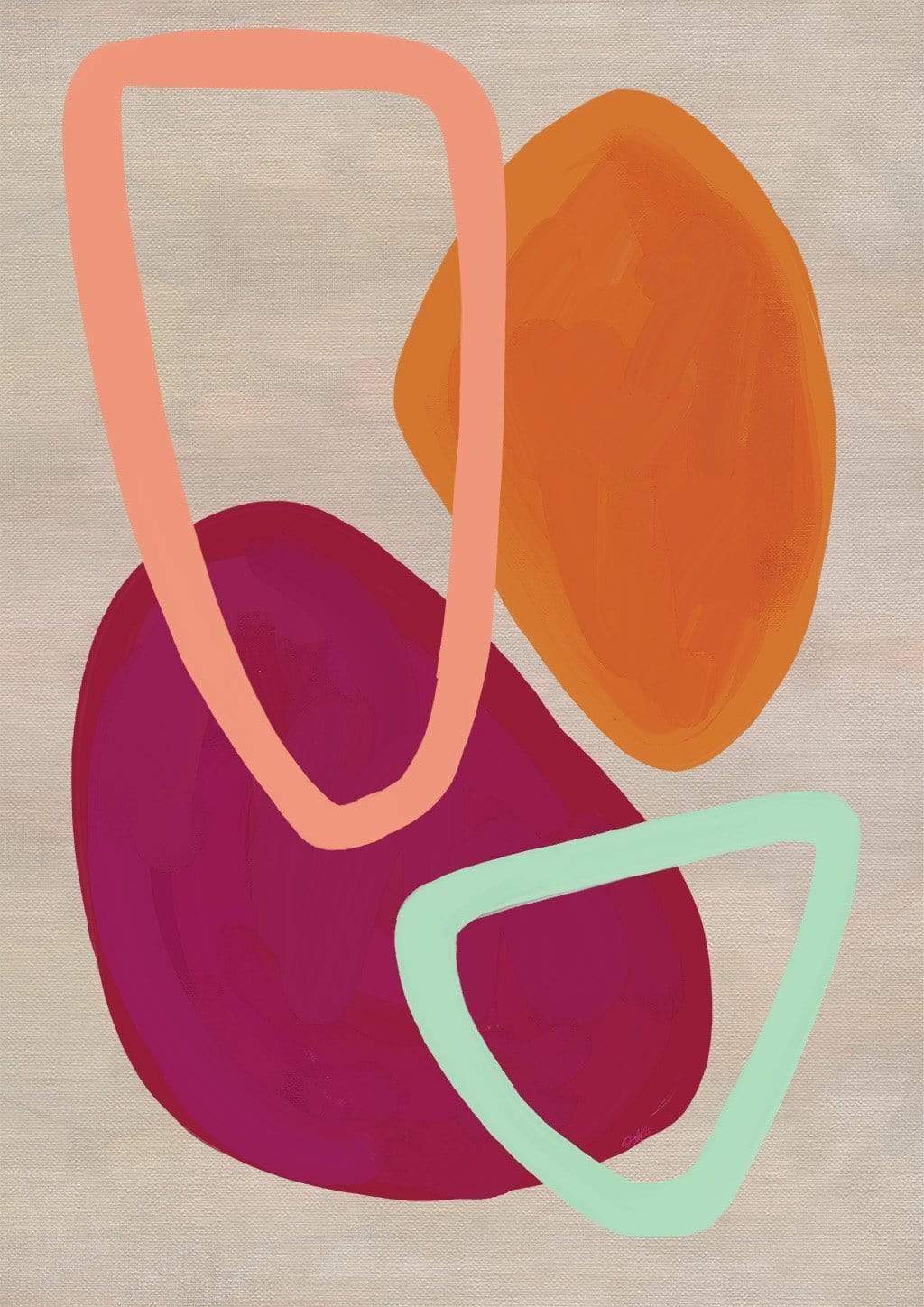 979 Pebble Dash Red  Abstract Wall Art