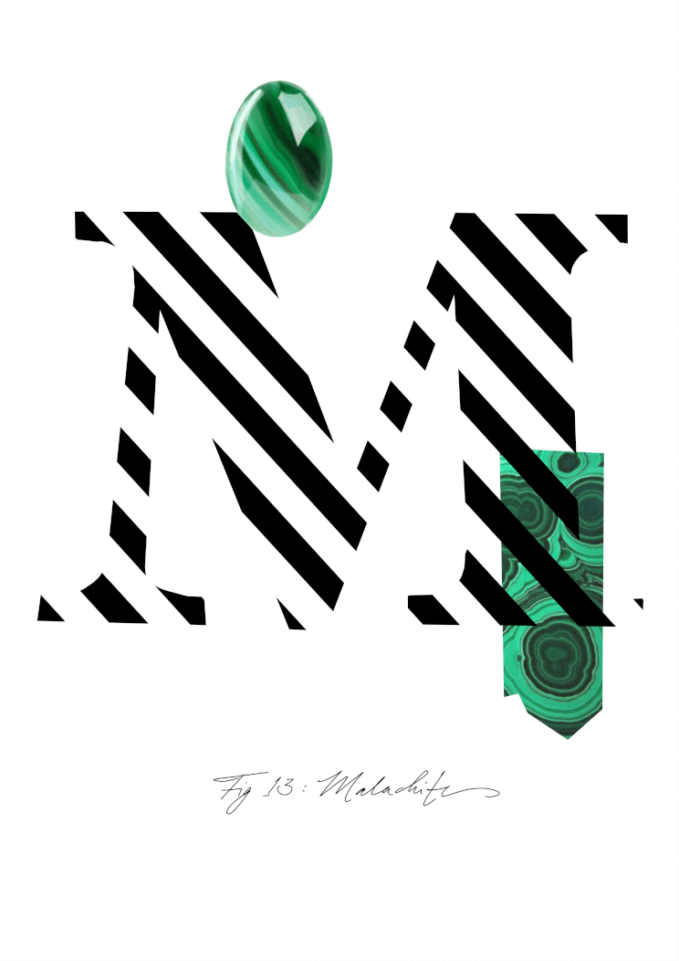 Gemstone Alphabet M A4 Print