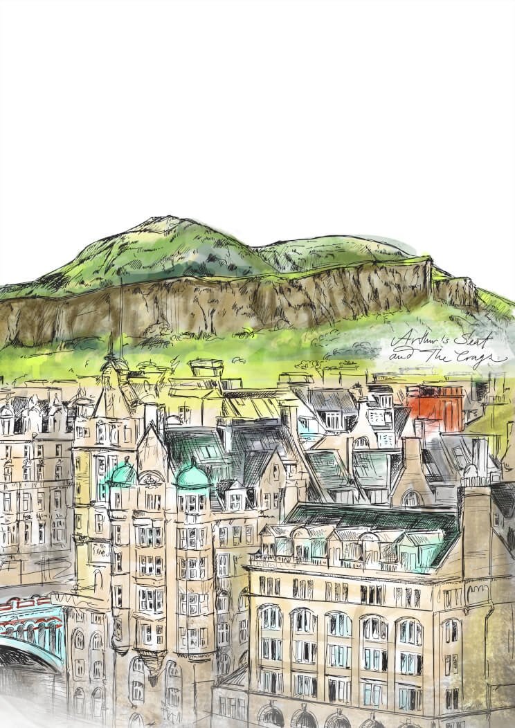 Arthurs Seat & The Crags A3 Print