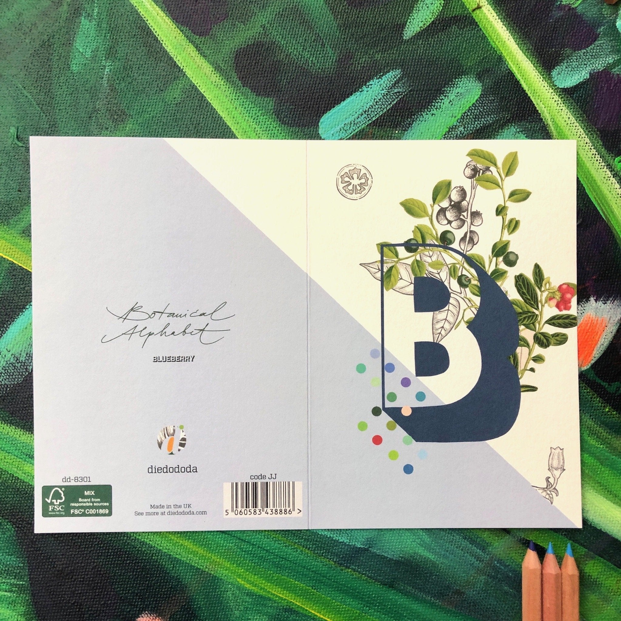 Botanical Alphabet B Greeting Card