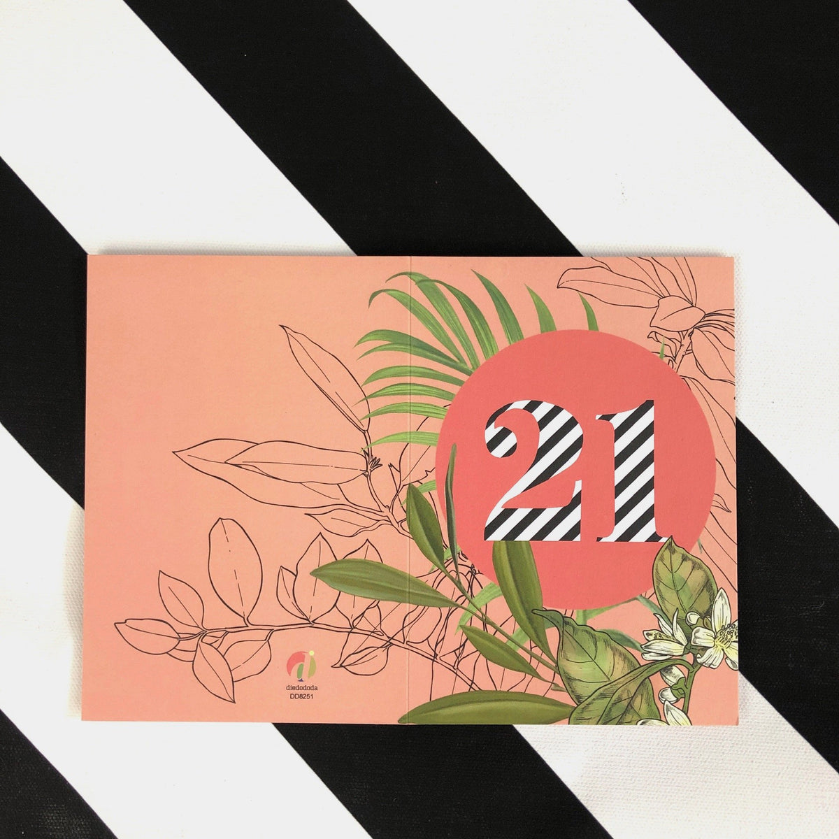 Occasional Stripes 21st Birthday Greeting Card