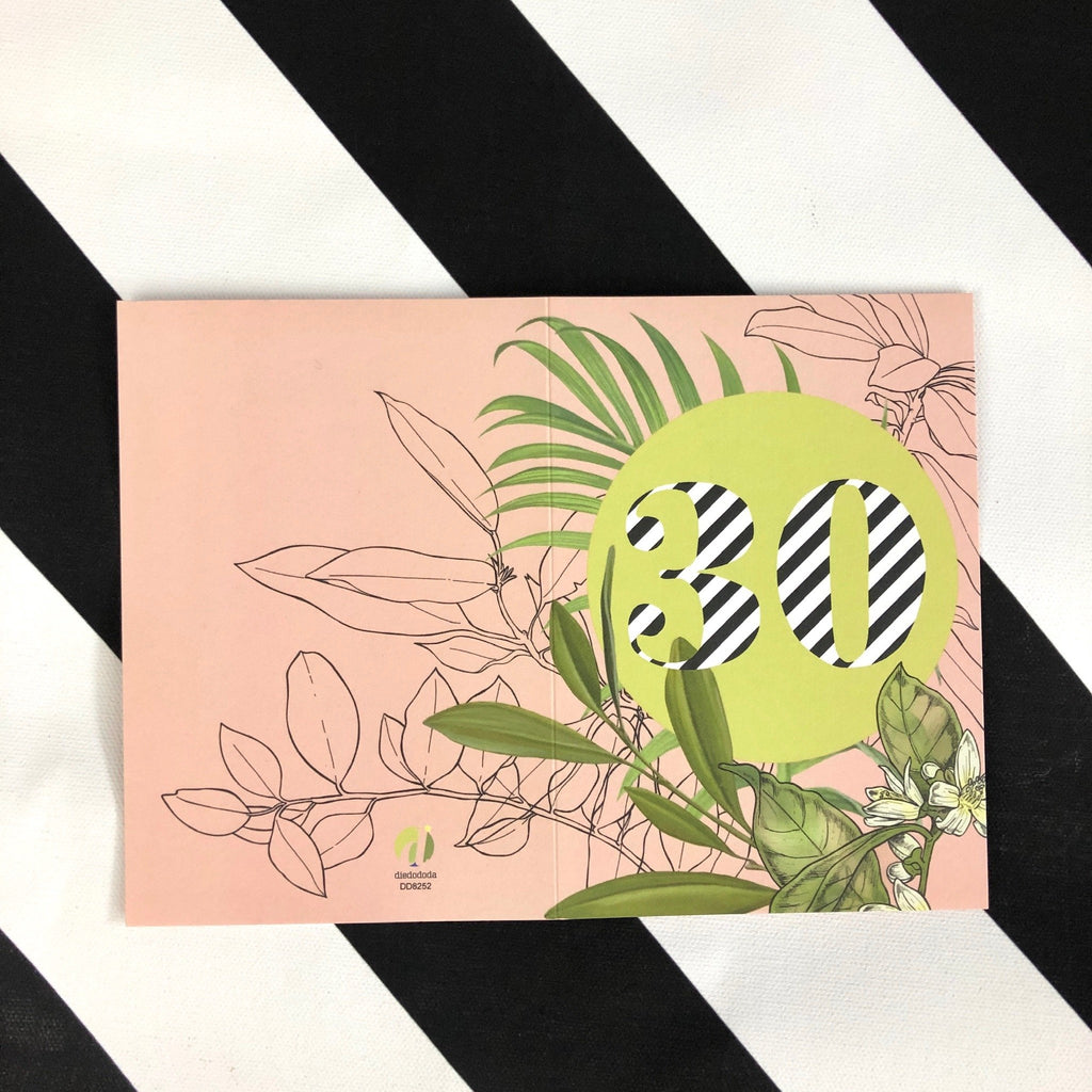 Occasional Stripes 30th Birthday Greeting Card