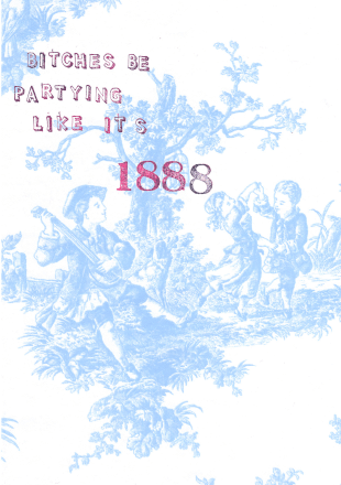 Blue Toile Bitches Be Partying Greeting Card