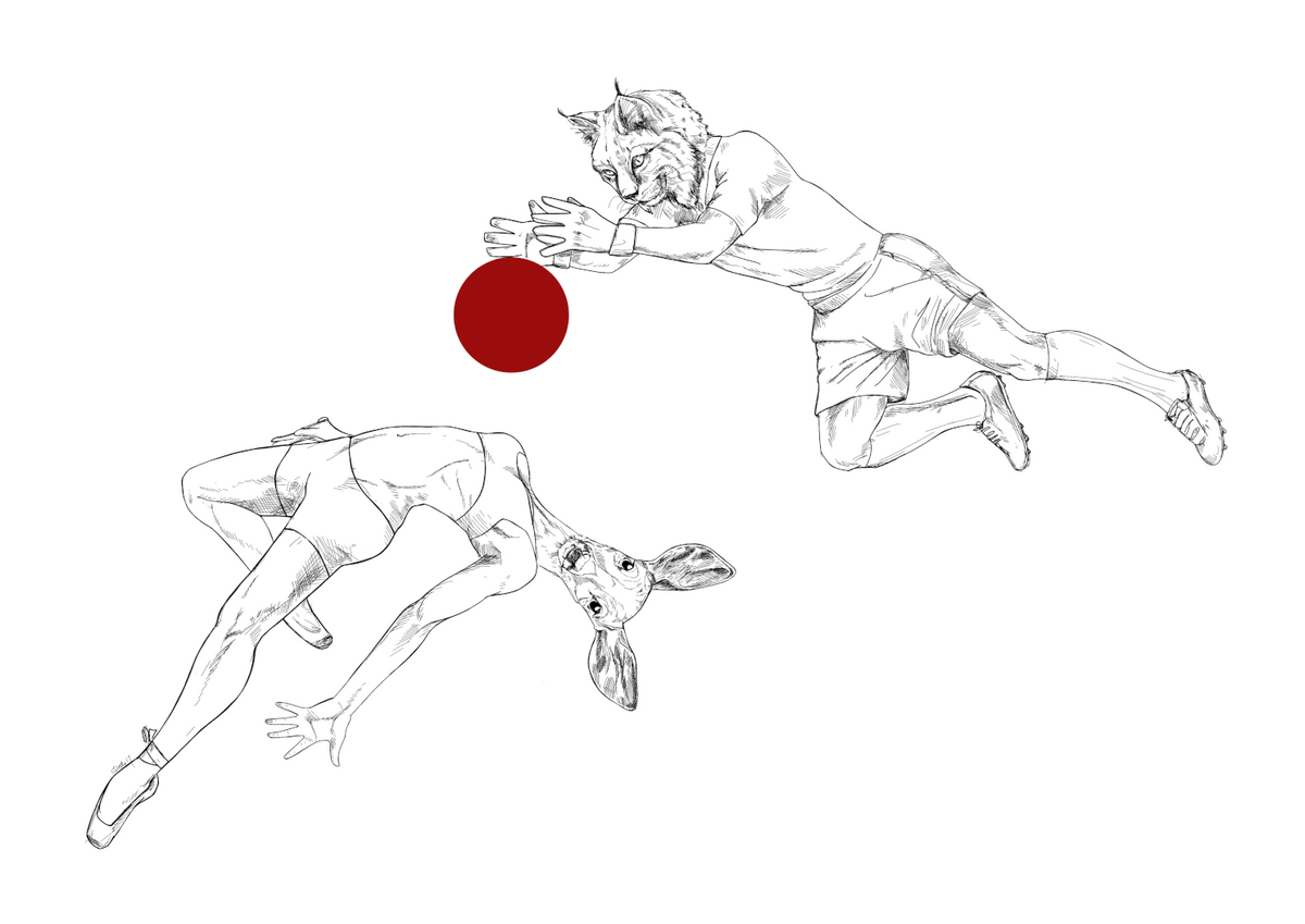 Bobcat vs Doe Matte Art Print