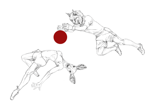 Bobcat vs Doe Matte Art Print