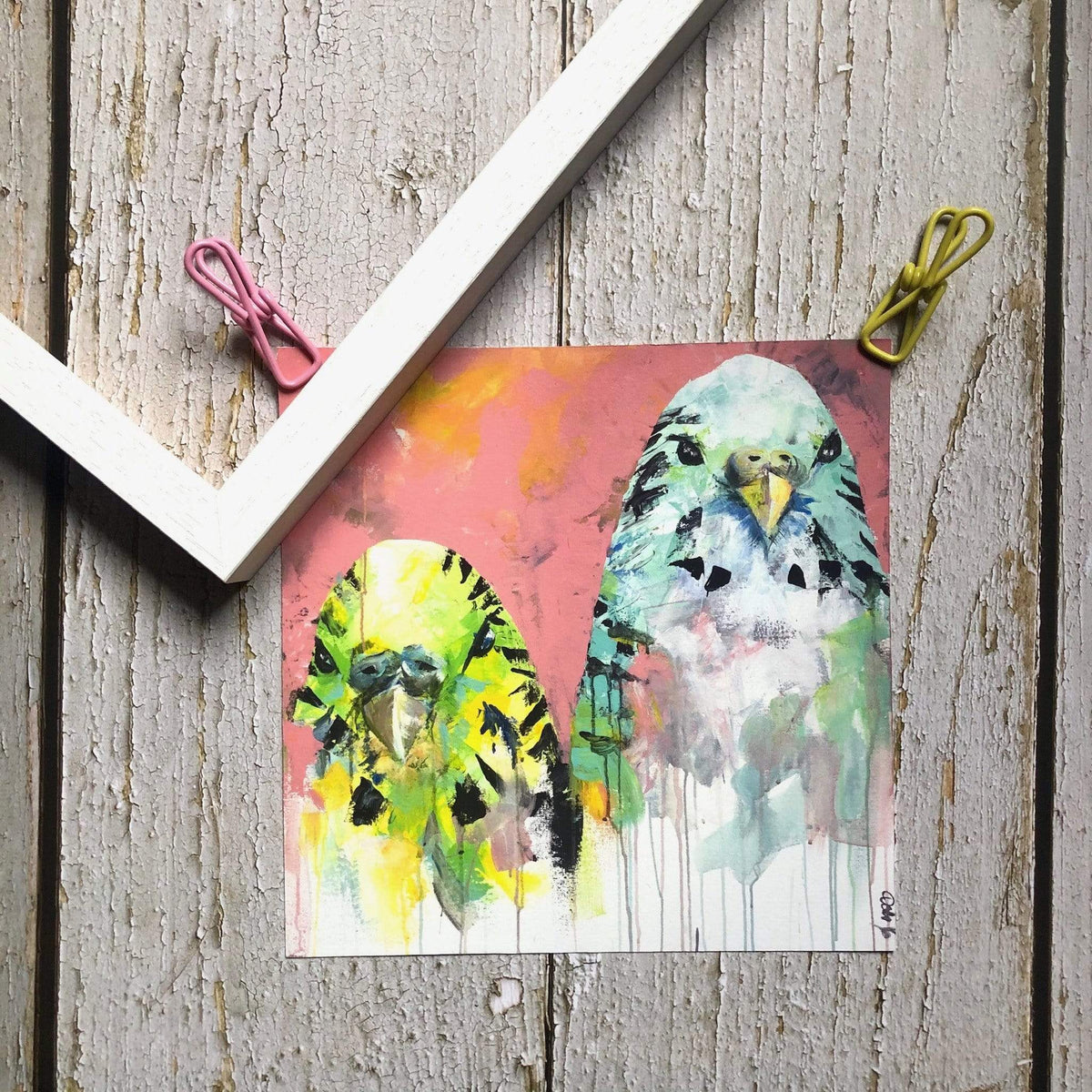 Budgies 12" Giclée Print