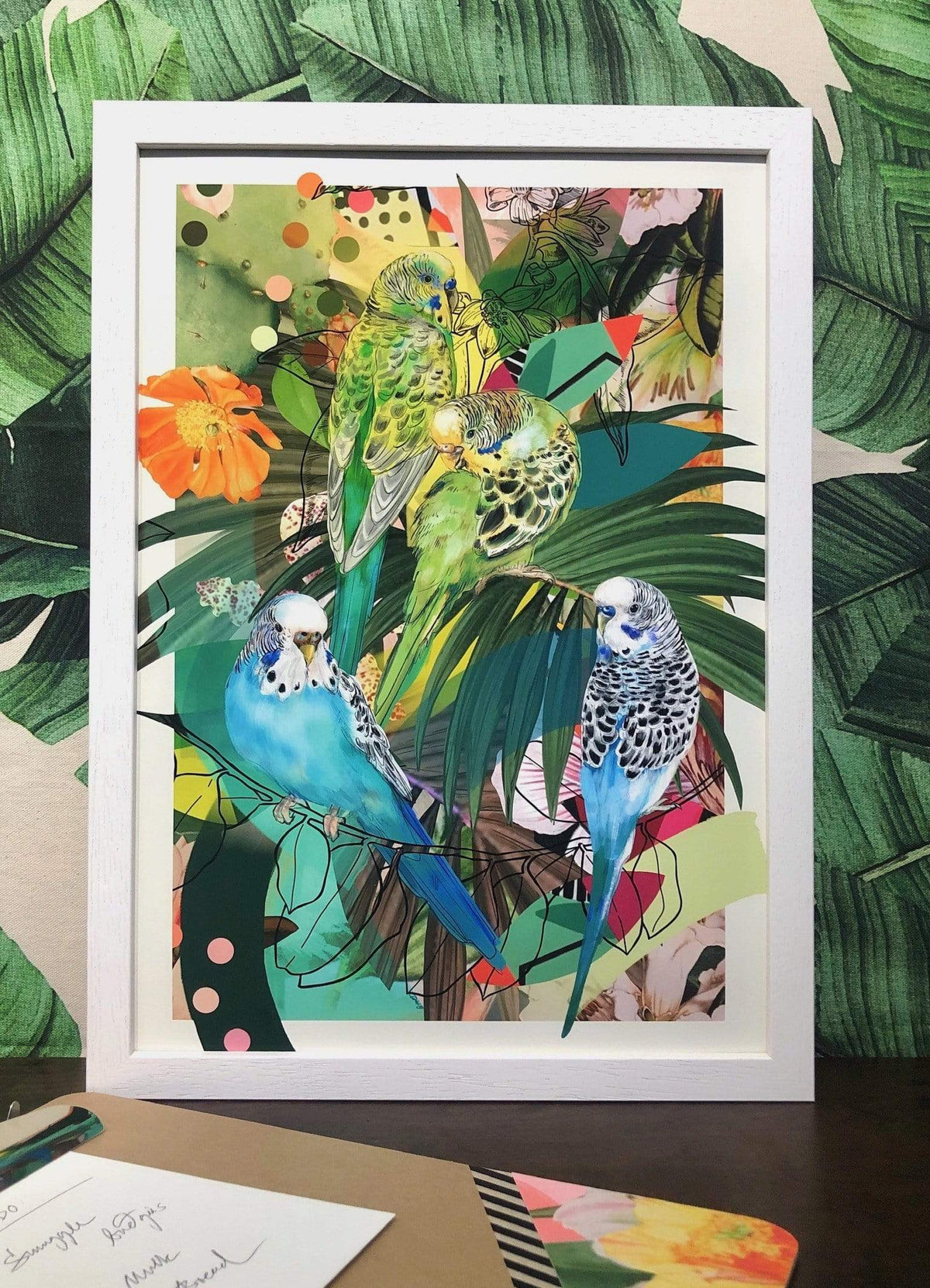 Blooming Budgerigars A2 Print