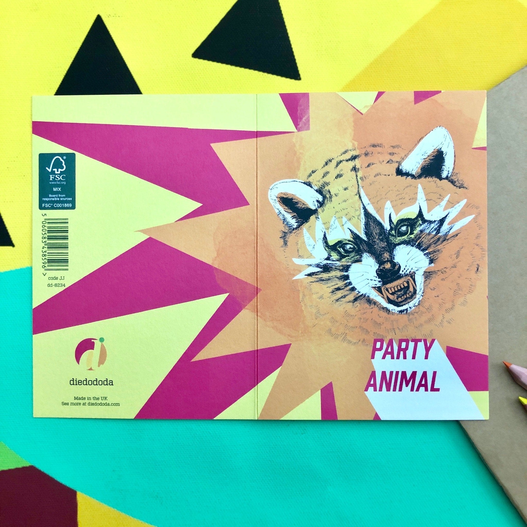 Party Animal Racoon Greeting Card