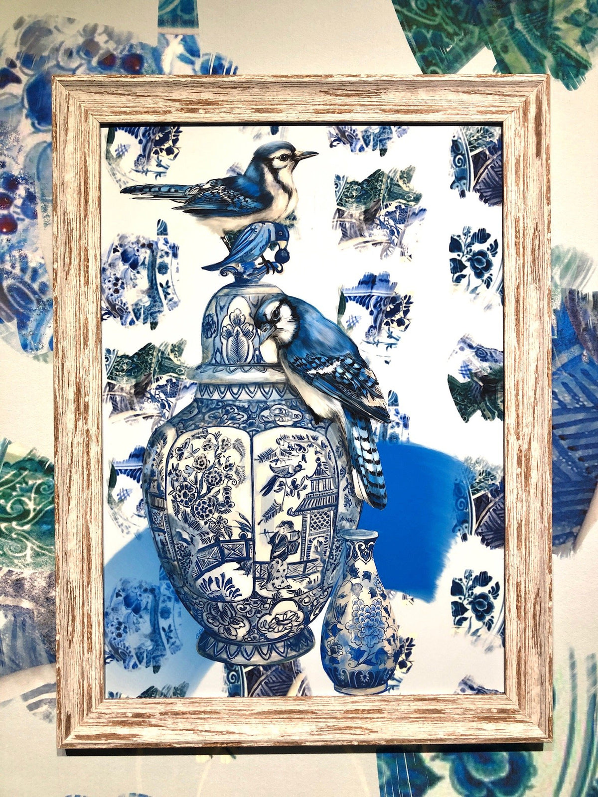 Delft Daft - Jays On A Jar A2 Print