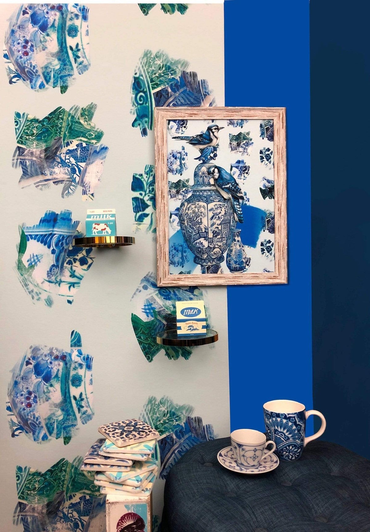 Delft Daft - Jays On A Jar A3 Print