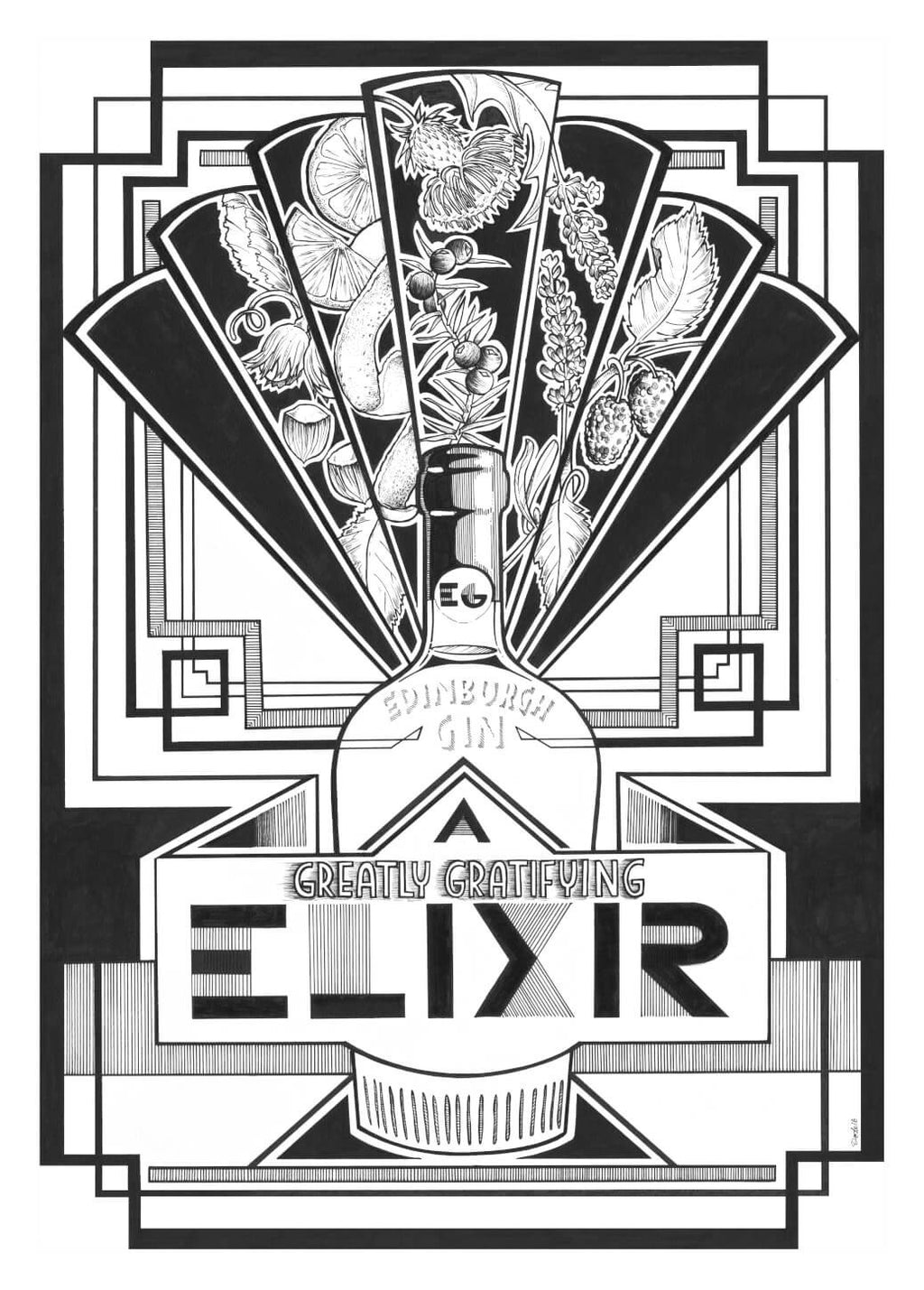Gin Elixir A4 Giclée Print