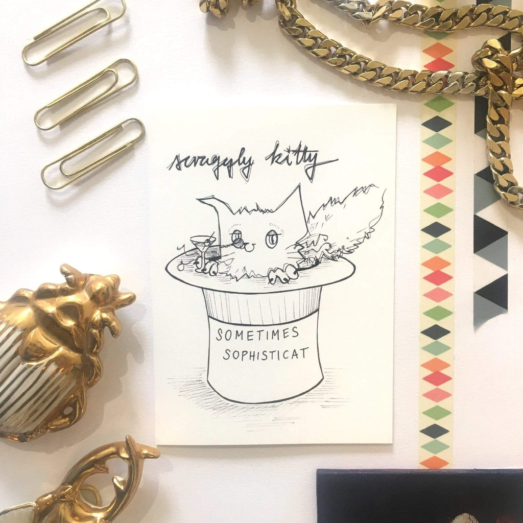Scraggly Kitty Sometimes Sophisticat Greeting Card - (Trade Pack 6)