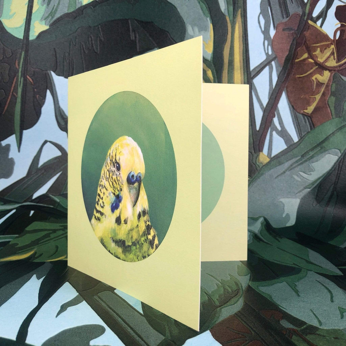 Green Budgie Greeting Card
