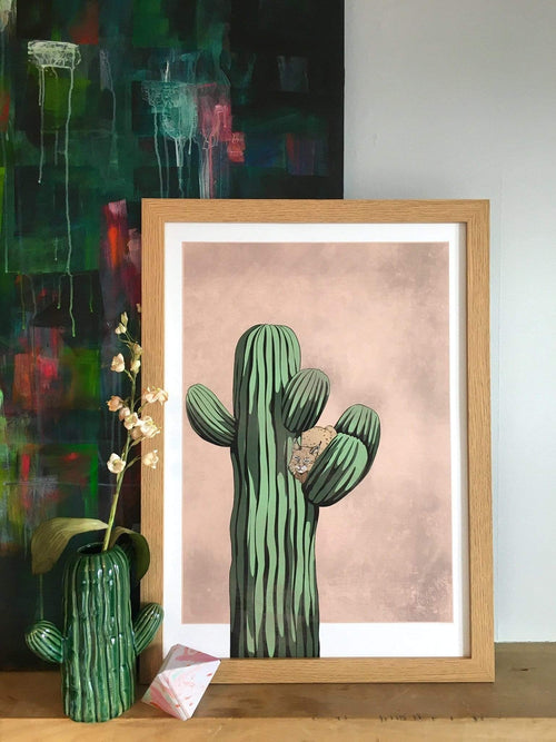 Bobcatctus Pink A3 Print