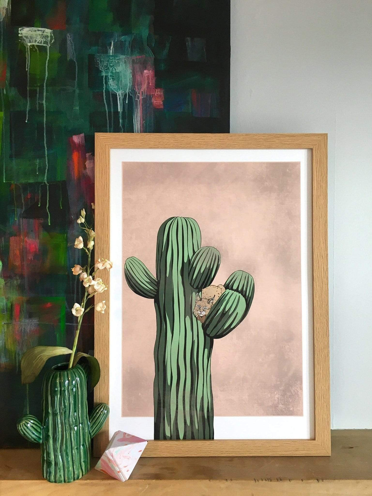 Bobcatctus Pink A2 Print