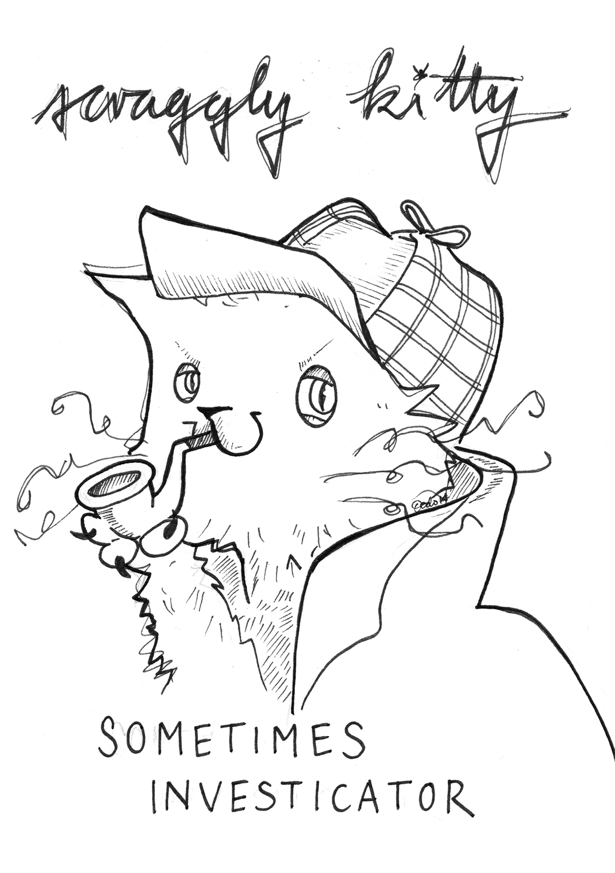Scraggly Kitty Sometimes Investicator Greeting Card - (Trade Pack 6)